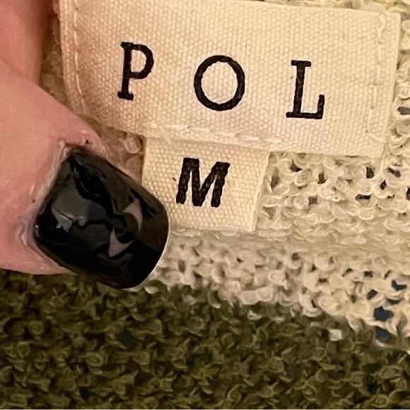 Pol Beige Cardigan Sweater Knit Tie Front Boho Neutral Striped Layering Medium - Picture 6 of 8